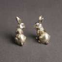 2pcs Brass Mini Antique Rabbit Statue Easter Bunny Figurine Miniature Collectible Figurines Souvenir Garden Micro Landscape Table Centerpiece Decorations