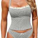 ZAFUL Halter Tummy Control Swimsuits for Women Strapless Tankini 2026 Resort Vacation Bowknot Two piece Set for Teens S