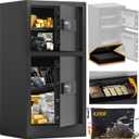 KAER 8.6 Cuft Heavy Duty Dual Door Safe Box Fireproof Waterproof with Hidden Lock Box,Removable Shelves,Silent,Fireproof safe for Home, Office, Hotel