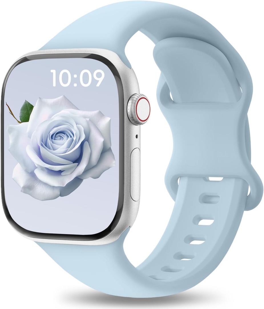 Patenting Sport Silicone Band Compatible with Apple Watch Bands 40mm 38mm 41mm 42mm 44mm 45mm 46mm 49mm Women Men, Waterproof Soft Wrist Strap for iWatch Series 11 10 9 8 7 6 5 4 3 2 1 SE Ultra 2 3 (White Gold(#New))