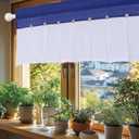 FUANGUI Valance Curtain 42" W x 18" L Linen Valances for Windows Kitchen Curtains Window Valances, Farmhouse Curtains Pleated Color Block Design with Coconut Husk Button Detail