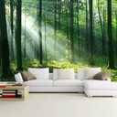 Green Forest Woodland Wallpaper Nature Landscape Tree Wall Mural Bedroom Living Room 170"x110" Not Peel and Stick