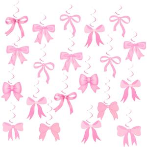 Jaciya Pink Bow Party Decorations Set of 20 - Pink Bow Garland for Birthdays, Weddings, Coquette Themes