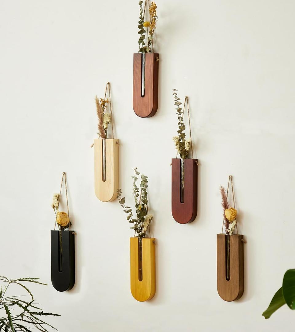 Wall Planters and Vase for Indoor Plants, Boho Wall Plant Holder, Indoor Propagation Station (U Shape/Set of 6)