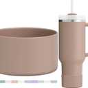 Protective Silicone Boot for Stanley Quencher H2.0 40 30 20 oz & IceFlow Flip 30 20 oz, BPA Free Anti-Noise Anti-Scratch, Stanley Cup Protector Sleeve Cover Boot (Almond Rose)