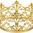 Vintage Gold Crown Cake Topper, Happy Birthday Cake Topper Party Decor, Baby shower Crown for Boys and Girls, Cake Decorations for Weddings, diameter 3.97-inch height 2.28-inch (Small)