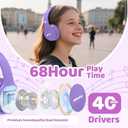 MIDOLA Kids Headphones Bluetooth 5.4 Wireless 68H Play Time Volume Limit 85/94dB Over-Ear Foldable Headset,with Wired Aux Built-in Mic Lightweight for Toddler Child Pad Tablet Light Purple