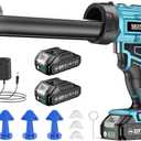 SEESII Cordless Caulking Gun, 21V Battery Powered Caulk Gun, Electric Caulking Gun w/2 x 2.0Ah Batteries, 9Pcs Caulk Remover Tool, LED Light, Auto Retract for Filling, Sealing (10oz)