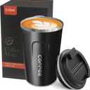YINBAOGE Insulated Travel Coffee Mug Spill Proof Leak Proof Pobtable To Go Camping Stainless Steel Coffee Tumbler Reusable Coffee Cups with Lids Thermos for Hot and Cold Drink (2nd-Black, 17 OZ)