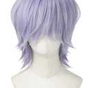 Topcosplay Men's Anime Light Purple Short Hair Role Playing Wig Halloween Carnival Party Wig
