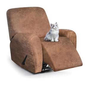 Leather Look Recliner Chair Covers, 4-Pieces Stretch Recliner Cover, Soft Reclining Chair Slipcover, Washable Furniture Protector for Lazy Boy Recliner