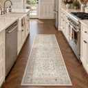 2x6 Washable Kitchen Runner Rug Non-Slip Vintage Pink Throw Carpet