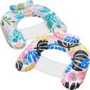 ANNIL4 Pack Adult Inflatable Pool Floats Chair, Water Leisure Inflatable Floating Chair, Drink Holder, Ergonomic Headrest, Pool Floaties for Adults Swimming Pool Party, Summer Water Fun (Tropical palm leaf & Tropical foliage)