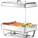 Chafing Dishes Buffet Set for Food Warming and Serving,11QT Stainless Steel Party Trays Warmers for Catering,Weddings,Events with Display and Rolled Edge Design,1 Pack, 3 Compartment