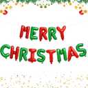 Tellpet Merry Christmas Letter Balloons Banner, Christmas Backdrops for Photography, Red and Green