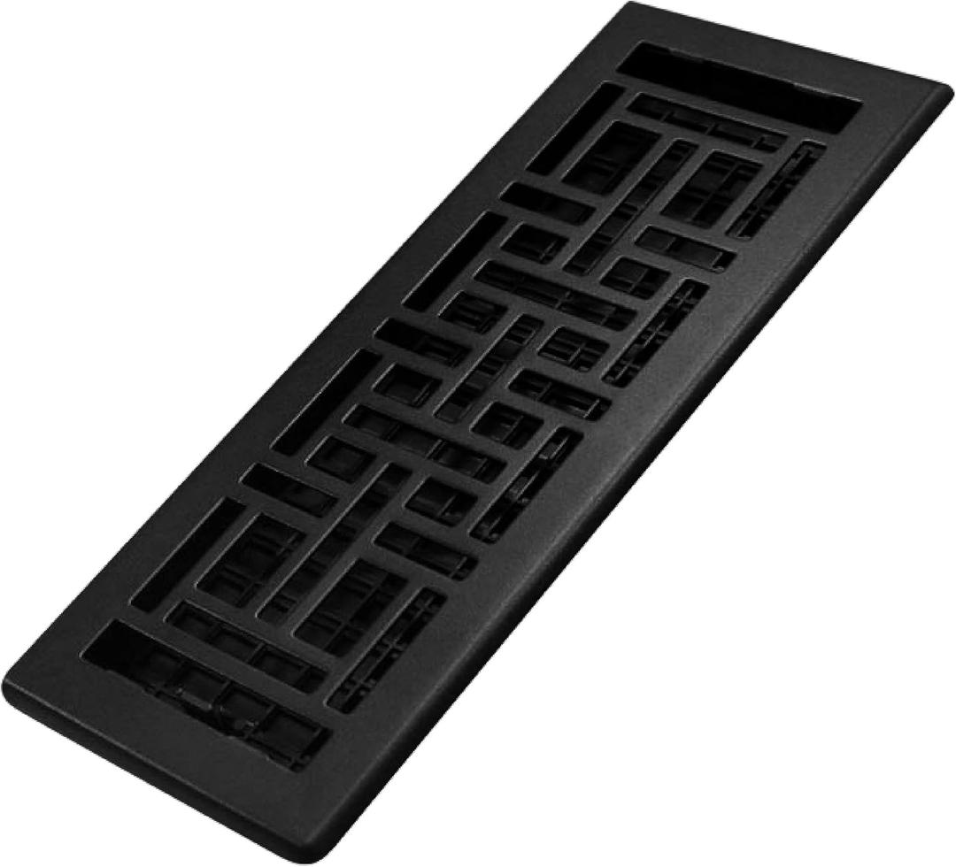 Decor Grates AJH412-BLK Oriental Floor Register, 4x12 Inches, Textured Black