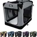 EliteField 3-Door Folding Soft Dog Crate with Carrying Bag and Fleece Bed, Indoor & Outdoor Pet Home (36" L x 24" W x 28" H, Light Gray)