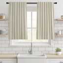 Blackout Curtains 45 Inch Long for Living Room Bedroom 2 Panels Set, Oatmeal Drapes Thermal Insulating Room Darkening Noise Reducing Short Linen Black Out Curtain with Back Tab Rod Pocket