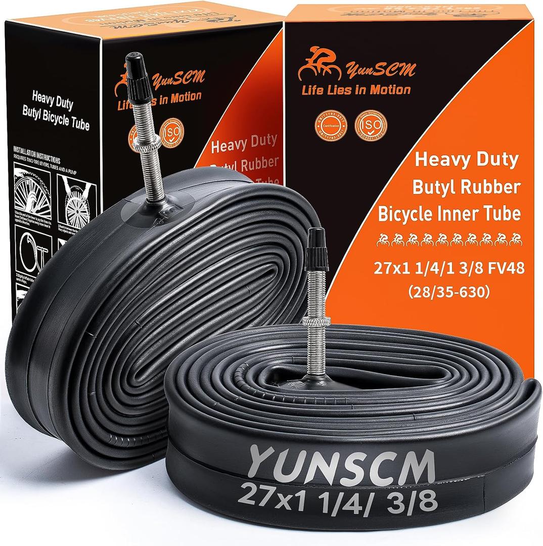 2-Pcs 27" Heavy Duty Bike Tubes 27x1 1/4-1 3/8 FV48MM Presta Valve 28/35-630 Inner Tube 27" Bicycle Tubes Compatible with 27x1 27 x 1.25 27 x 1-1/4 27x1-1 3/8 Bike Tire Tubes