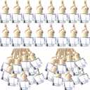 BBTO 200 Pcs Hanging Car Diffuser Bottles Bulk, Empty Clear Glass Air Freshener Bottles with Wooden Cap for Perfume Essential Oils Fragrance Aromatherapy Ornament(Square)