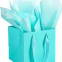 AZOWA Teal Square Gift Bags with Tissue - 8 Inch Teal Blue Square Paper Bags with Handles for Party Favors (10 PCS, 8x8x8 in)