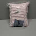 PAVILIA Travel Blanket Pillow in Soft Bag with Pockets, Airplane Blanket Set, Plane Blanket Compact Packable, Flight Essentials Car Pillow, Travelers Accessories Gifts, Luggage Strap, Light Pink (65 x 40 inches)