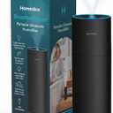 Homedics Portable Humidifier - Small Air Humidifiers for Bedroom, Plants, Office, Travel - Cool Mist Humidifiers, Color-Changing Accent Light, 2 Mist Settings, Black