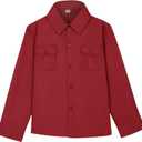 Boys Western Shirt for Kids Long Sleeve Button-Down Cowboy Shirt with Two Pockets, Size 2T-18 Years (Red)