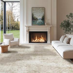 8x10 Area Rug for Living Room, Machine Washable Low Pile Rug Non Slip Foldable Large Soft Area Rug - CPYC(Beige,8'x10')
