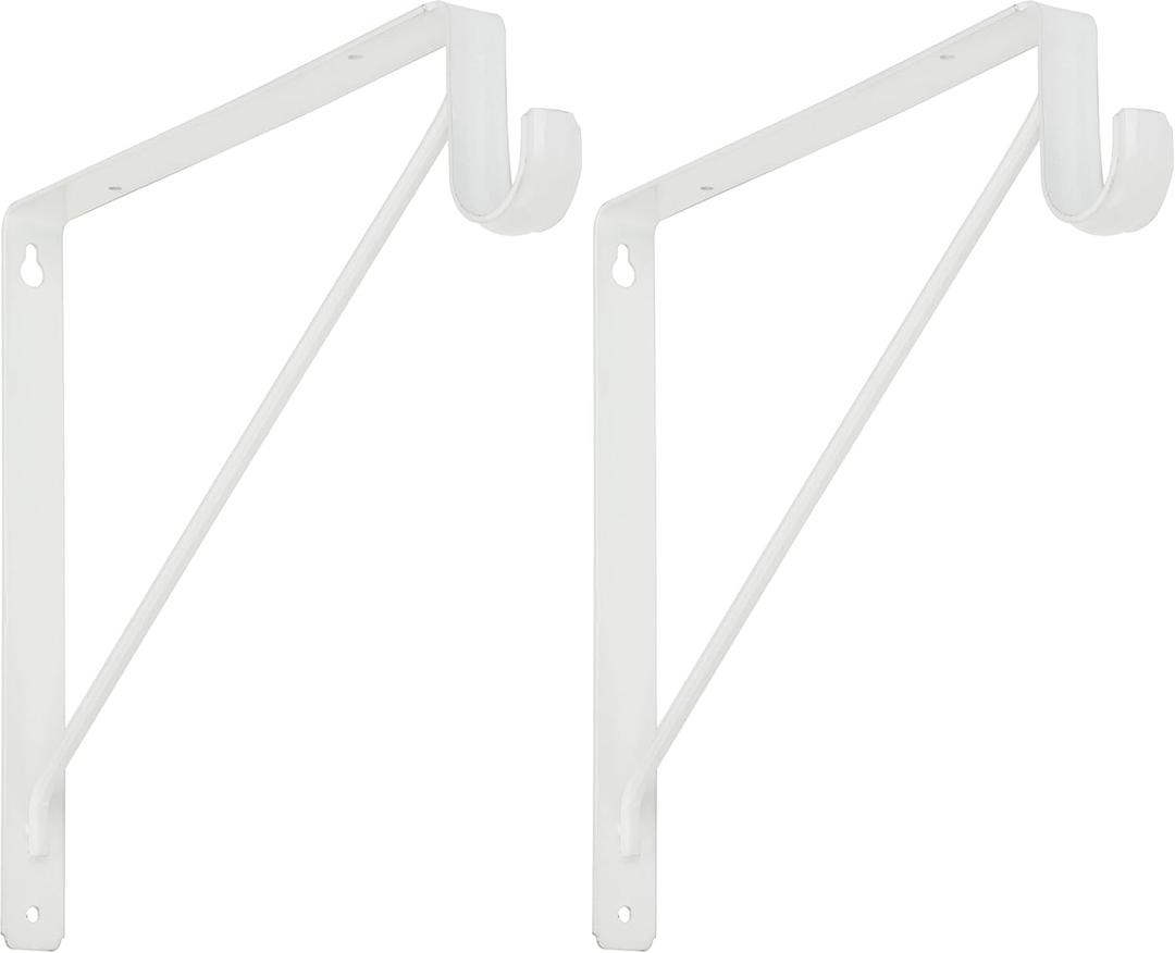 Stanley Hardware S822-094 108BC Heavy Duty Shel and Rod Bracket in White (Pack of 2)