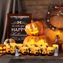 12-Pack Halloween Ink Painting Large Electronic Waxes with Remote Control, Flameless LED Candles for Halloween Spooky, Halloween Ambient Sense Artifacts.