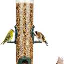 Metal Bird Feeder Tube Hanging Wild Bird Seed Feeder Aluminum Six Port Bird Feeders,1.4 mm Extra Thick Solid Tube Transparent with Steel Hanger Great for Attracting Birds (Green)