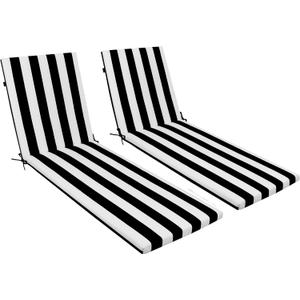 Only choice Outdoor Chaise Lounge Cushion Set of 2, 75" x 24" Lounge Chair Cushion Water-Resistant & Fade-Resistant for Lawn, Pool, Replacement Seat Cushion for Patio (Black/White Striped)