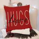 AnyDesign Valentine's Day Pillow Covers Red White Sweet Love Throw Pillow Case 16 x 16 inch Hearts Stripes Love Cushion Cover for Home Couch Sofa Wedding Anniversary Decoration, Set of 4