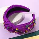 Mardi Gras Headband Accessories for Women Beaded NOLA Fleur De Lis Crown Mask Headband Jeweled Crystal Knotted Hairband Fat Tuesday Carnival Parade Mardi Gras Hair Accessories Outfits (Fleur De Lis 3)