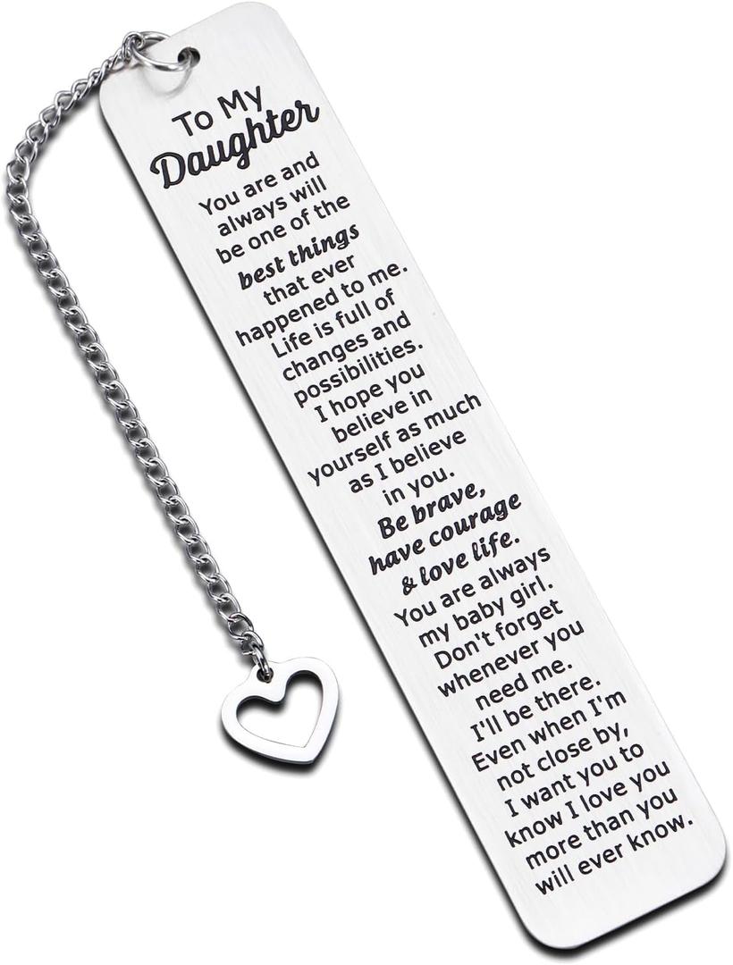 Inspirational Bookmark for Kids - Birthday Gift for Daughter, Stepdaughter, Teen Girls - Graduation, Back to School