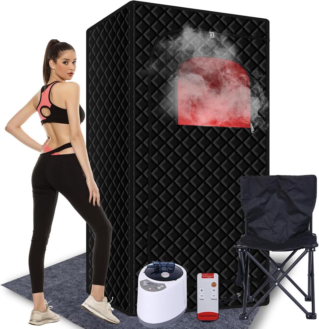 Portable Sauna Box for Home - Steam Sauna Tent for Relaxation - Indoor Personal Sauna for Health Benefits and Ease Muscle Tension, with Steamer, Folding Chair (Sauna-Q 01)