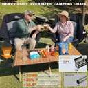 Oversized Camping Chairs for Adults | XL Heavy Duty Lawn Chair Padded Folding Chair with Cup Holder for Outdoor Sports Fishing Backyard Supports 500lbs, Black