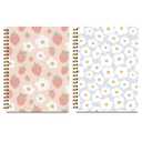 2 Pcs Strawberry Daisy Spiral Notebook, Preppy Cute Spiral Notebooks for Women Girls Friend, 160 Pages Trendy Hardcover Journal Notebook for Writing Travel Business Home Office Aesthetic Notebooks