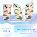 Cute Case for iPhone 13 Case for Women Girls with Iridescent Cloud Pattern Design, Aesthetic Trendy Girly Matte Glitter Sparkly Rainbow Rectangle Protective Phone Cover, Sun Set Sky