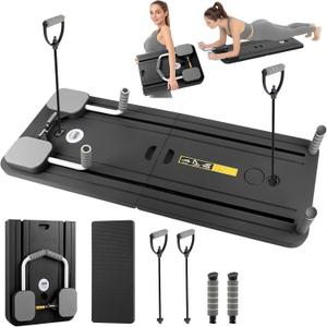 Pilates Board for Home, 2025 Reformer Pilates Machine, Multifunctional Foldable Workout Equipment for Indoor and Outdoor Full Body Train, Black