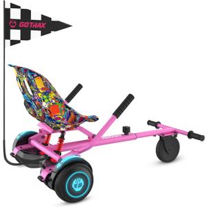 Gotrax Hoverboard Kart Seat Attachment Accessory for 6.5" 8" 8.5" 10" Self Balancing Scooter, Adjustable Frame Length and Handlebar Control Buggy Attachment, Hover Board Go Kart Accessory Kids Adults