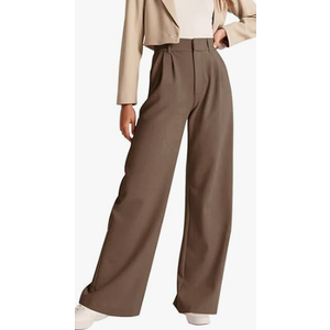 NIMIN Women Wide Leg Pants High Waisted 2025 Dressy Office Work Trousers Business Casual Pants with Pockets Chocolate Brown (Brown, M)