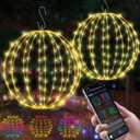 2 Pack 12" Hanging Lights Ball Christmas Outdoor Decorations, Christmas Spheres Lights App Control,Color Changing, Folable USB Globe Fairy Light for Indoor Porch Tree Decor