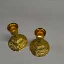 OwnMy 2PCS Brass Taper Candle Holders Candle Stick Holders Set Vintage Metal Pillar Candlestick Holders, 4H Elegant Candle Stand Candelabra for Dining Table Centerpieces Wedding Home Decoration, Gold