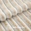decorUhome Summer Cozy Faux Fur Throw Pillow Covers 12x20 Set of 2 Decorative Soft Plush Striped Lumbar Modern Farmhouse Boho Couch Pillow Cases with Velvet Back for Sofa Bed Living Room, Beige White