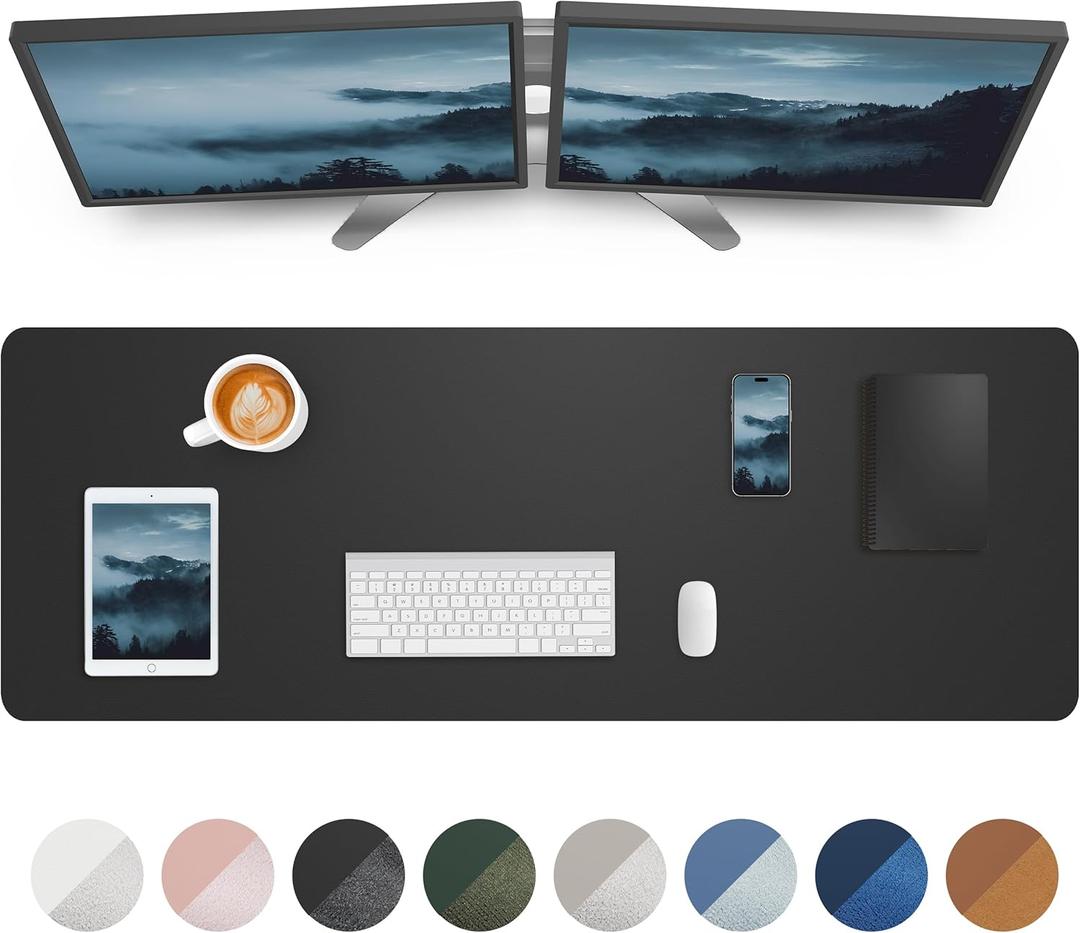 Large Desk pad mat,Mouse Pad,Office Desk Mat, Non-Slip PU Leather Desk Blotter,Large Desk pad,Waterproof Keyboard mat for Office/Home/Decor (Black,48" x 17")