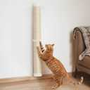 Aechonow 34'' Wall Cat Scratching Post, Wall Mounted Cat Scratcher for Indoor Cats, Tall Sisal Pole for Large Adult Cat Pet Climb Stretch Walk (Beige - 1Pc)