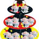 Large 3-Tier Mickey Minnie Cupcake Stand 12Inch Cardboard Cupcake Tray for Wedding Birthday Baby Shower Mickey Minnie Birthday Party Supplies