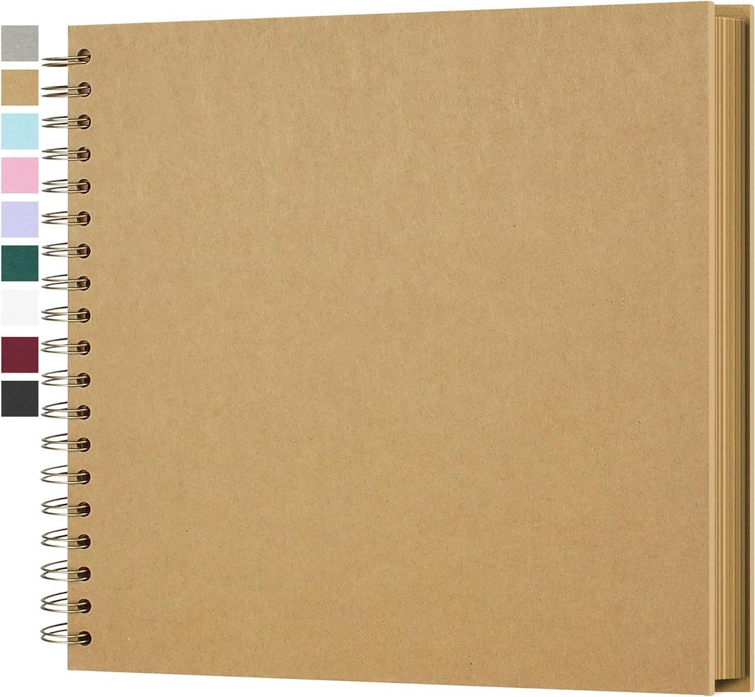 10 x 10 Inch DIY Scrapbook Photo Album Hardcover Kraft Blank Page Acid-Free, 40 Pages (20 Sheets) Memory Book for Wedding Anniversaries Family Baby Memories Small Scrapbooking Projects, Yellow